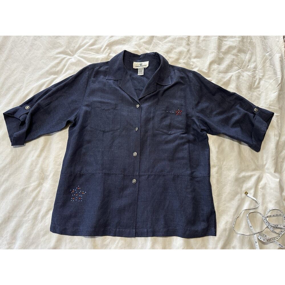 Erin London Linen Blend Button Down Shirt - M